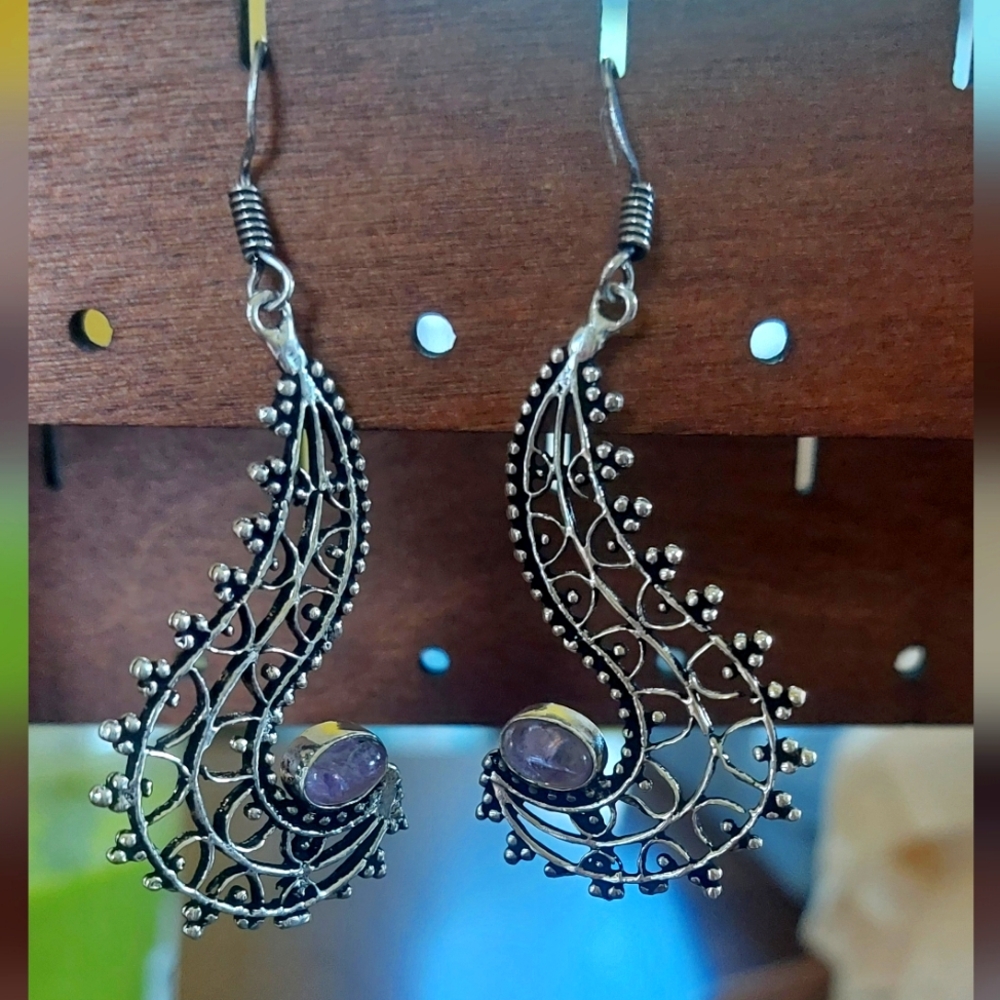 Ornate Amethyst Statement Earrings